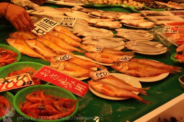 近江町市場 通りに並ぶ魚